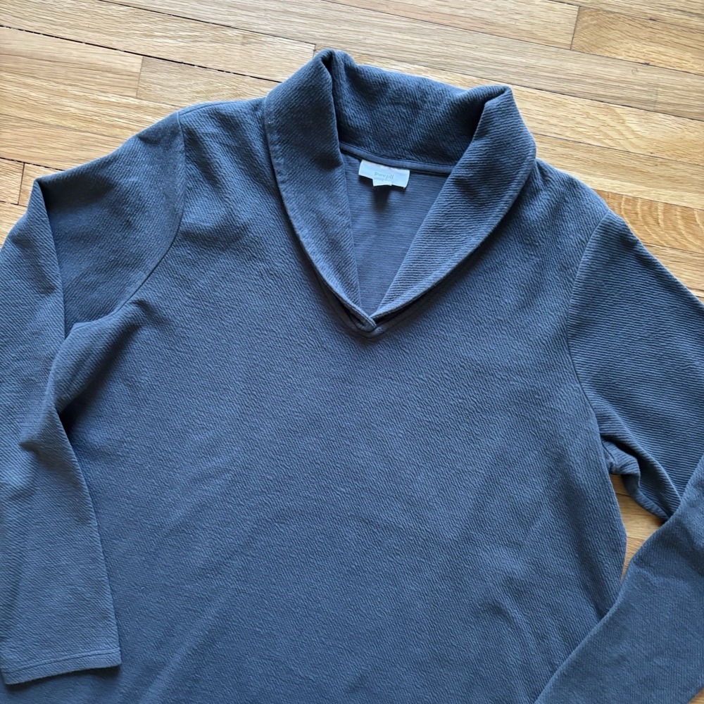 J Jill Pure Jill Long Sleeve Shawl Collar‎ Sweatshirt Large Texture CozyCore